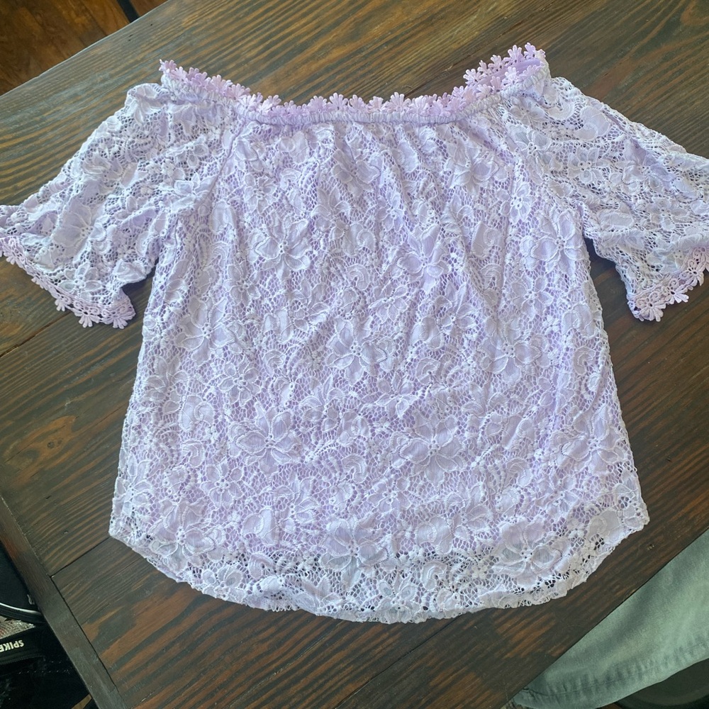 Lavender Lace Off-Shoulder Top Women’s XL Miholl Easter BoHo Hippie